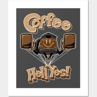 Coffee? Hell Yes! Flying Coffee Pot Posters and Art